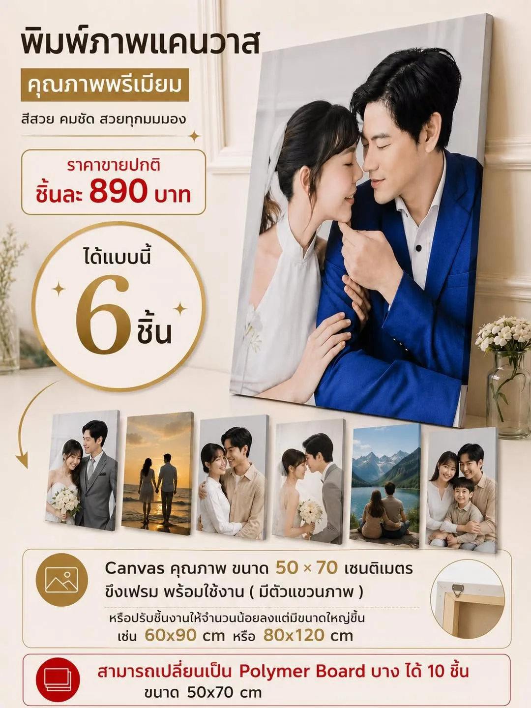 รายละเอียดสินค้า ภาพแคนวาส 6 ชิ้น